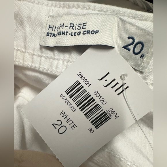 NWT J.Jill Denim High Rise Straight Leg Fringe Hem Crop White Sz 20 - Picture 11 of 13